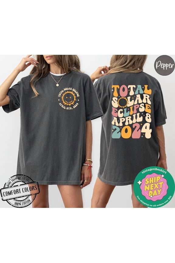 Total Solar Eclipse 2024 Double Sided April 8Th Souvenir Viewing Celestial T-Shirt