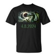 thumbnail image 1 of Total Solar Eclipse 2024 Dragon Graphic Tee Unisex Adult Cotton Shirt for April 8 Astronomy Event, Totality Viewing, Cool Fantasy Gift Idea Casual Outfit, Size XL, Color Black, 1 of 4