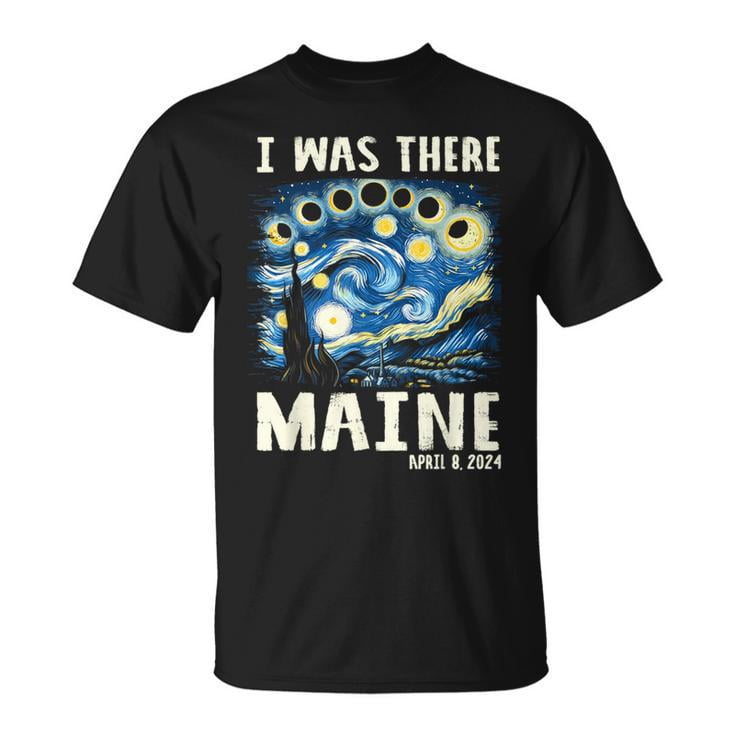 Total Solar Eclipse 2024 Maine Starry Night Painting T-Shirt