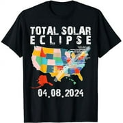 SANIFER Total Solar Eclipse 2024 Map North America Astronomy T-Shirt