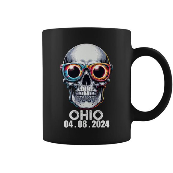 Total Solar Eclipse 2024 Ohio Skull Solar Eclipse Coffee Mug