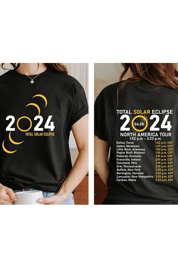 Total Solar Eclipse 2024 Shirt DoubleSided Celestial Tee