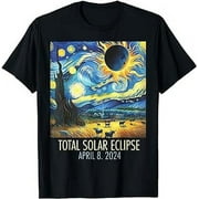 AWDM Total Solar Eclipse 2024 Starry Night Painting Van Gogh T-Shirt