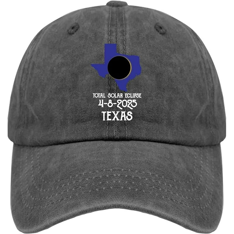NOBRAND Total Solar Eclipse 4-8-2925 Texas Cap Fish Hat Pigment Black Men's Hats & Caps Gifts for Girlfriends Cool Cap, Size: One Size