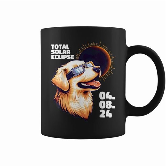 Total Solar Eclipse 40824 Cute Dog Golden Retriever Lover Coffee Mugs