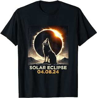 Total Solar Eclipse April 8 2024 America Wilderness Wolf T-Shirt ...