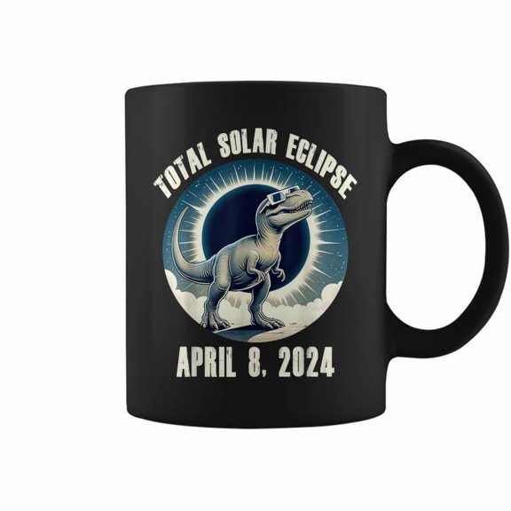Total Solar Eclipse April 8 2024 Totality Eclipse Dinosaur Coffee Mugs