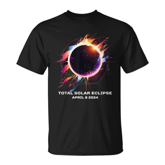 Total Solar Eclipse April 8 2024 Totality Souvenir Graphic Tee for Unisex Adults Cotton T-Shirt for Astronomy Fans and Special Events, Size 3XL, Color Black