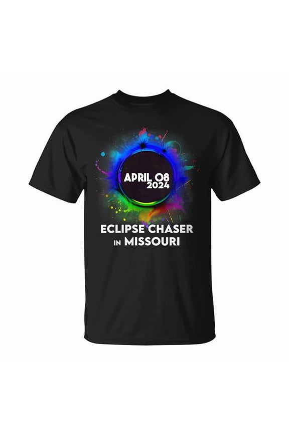 Total Solar Eclipse Chaser Missouri April 8 2024 Totality T-Shirt – Celestial Event Graphic Tee for Men Women Kids, Path of Totality Design for Missouri, Perfect Outfit for , Size S, Color Black