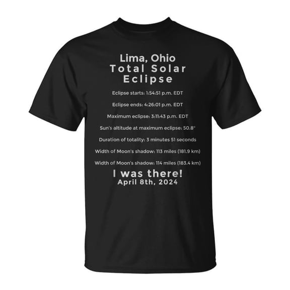 Total Solar Eclipse Eclipse Lima Ohio 2024 Commemorative TShirt