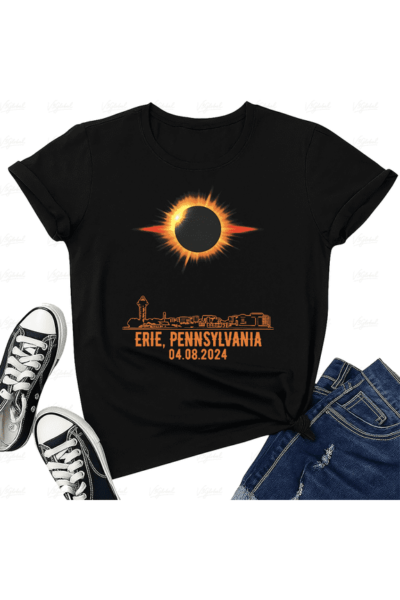 Total Solar Eclipse Erie Pennsylvania April 2024 Event Unisex T-Shirt V18093, up to Size 5XL