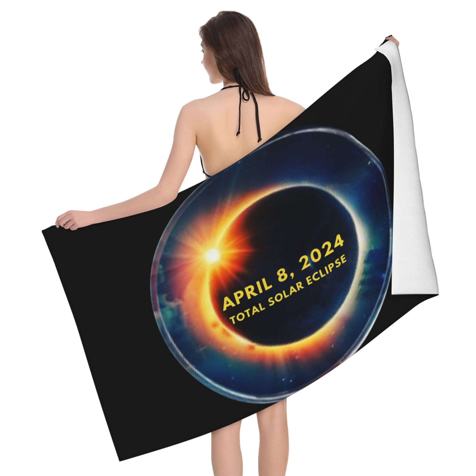 Total Solar Eclipse Little Rock April 8,2024 Oversized Beach Towel Soft