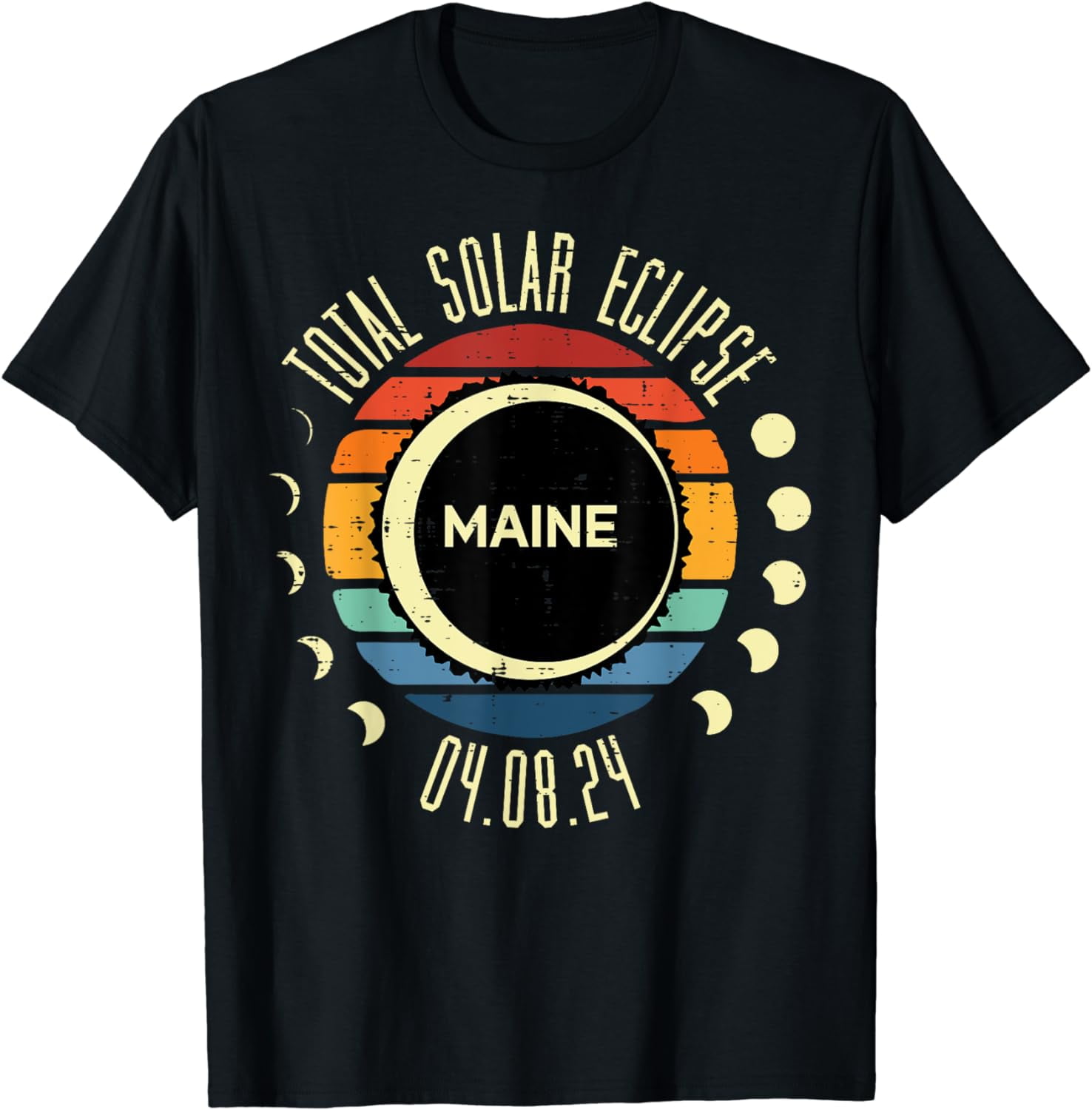 Total Solar Eclipse Maine Vintage 04.08.24 Men Women Cotton TShirt