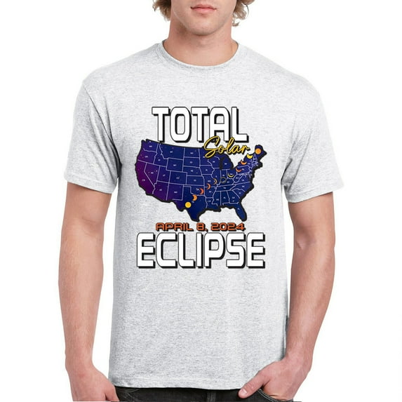 Total Solar Eclipse Map T-shirt Watch Only With Eclipse Glasses April 8 2024 Party Astronomy Sun Moon Men's Tee