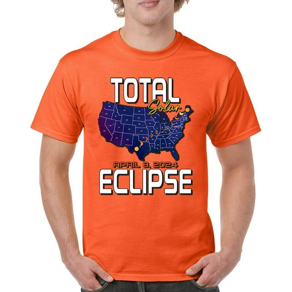 Total Solar Eclipse Map T-shirt Watch Only With Eclipse Glasses April 8 2024 Party Astronomy Sun Moon Men's Tee
