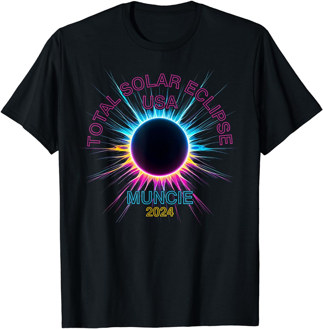 Total Solar Eclipse Muncie For Women Men 2024 Souvenir Cotton TShirt