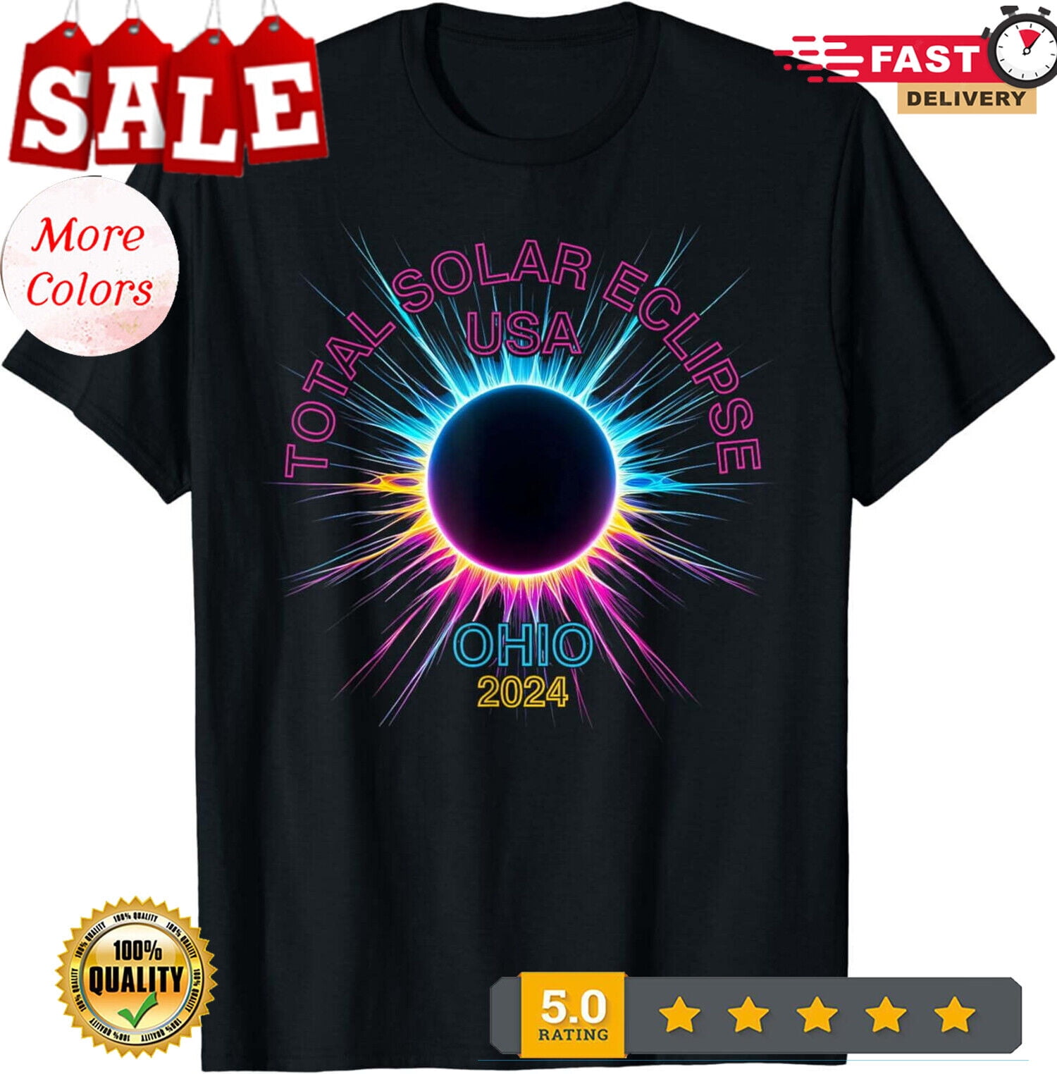 Total Solar Eclipse Ohio For Women Men 2024 Souvenir TShirt.