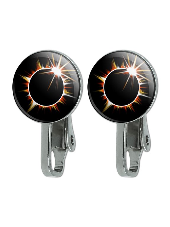 Total Solar Eclipse Painted Novelty Clip-On Stud Earrings