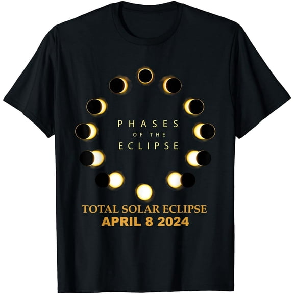 Total Solar Eclipse Phases 2024 Astronomy Unisex Short Sleeve Graphic T-Shirt