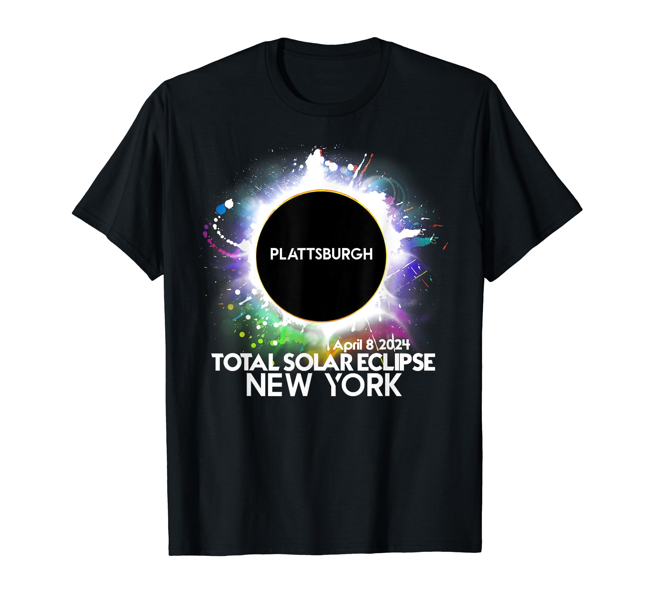 Total Solar Eclipse Plattsburgh New York 2024 Colorful Sun TShirt