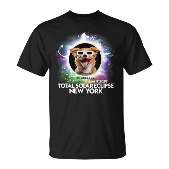 Total Solar Eclipse Rochester New York 2024 Astronomy Dog TShirt