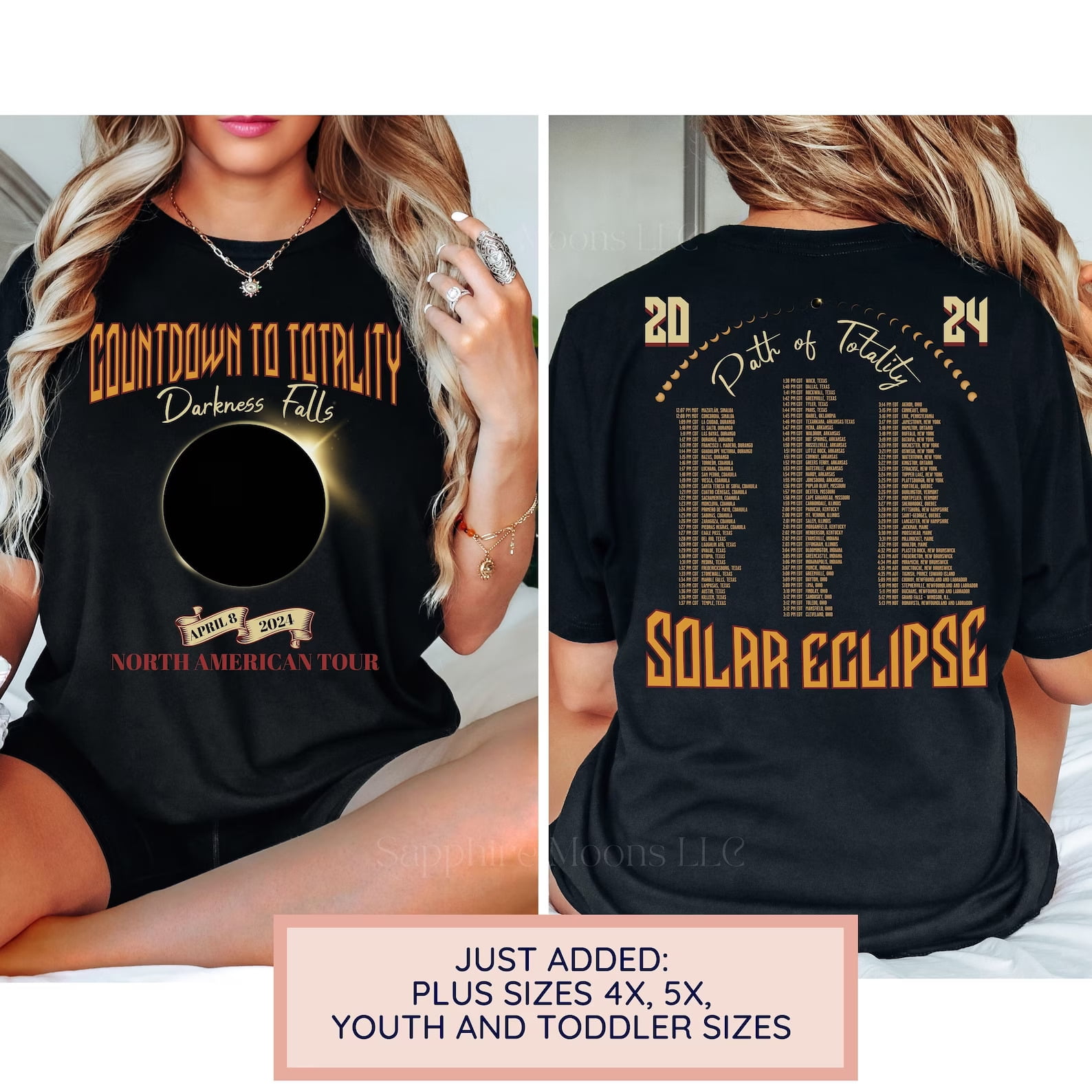 Total Solar Eclipse Shirt April 8th 2024, Rock Concert Tour Tee Path of