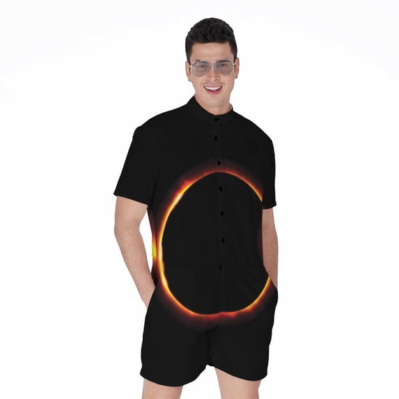 Total Solar Eclipse Short Sleeve Men'S Rompers Casual Summer Jumpsuits Outfit