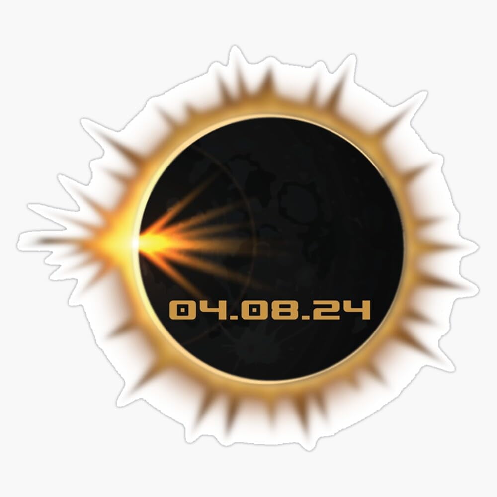 Total Solar Eclipse Spring April 8Th 2024 Bumper Sticker Vinyl Decal 4*