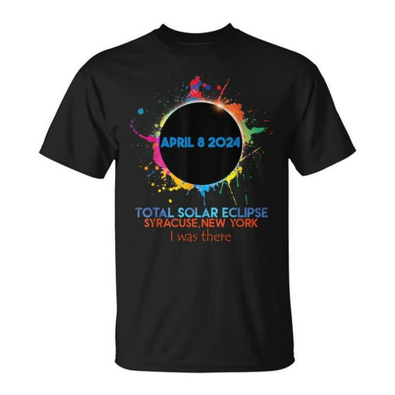 Total Solar Eclipse Syracuse New York 2024 I Was There T-Shirt, Commemorative Celestial Event Graphic Tee, April 8 Path of Totality Souvenir Shirt for Eclipse Watchers in Syracuse,