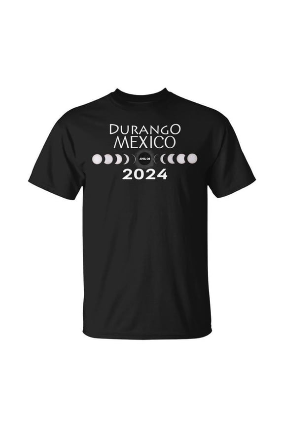 Total Solar Eclipse Tee Durango Mexico 2024 Totality Event 04.08.24 Unisex Adult Cotton Astronomy Souvenir Graphic Shirt, Size 3XL, Color Black