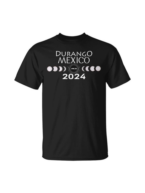 Total Solar Eclipse Tee Durango Mexico 2024 Totality Event 04.08.24 Unisex Adult Cotton Astronomy Souvenir Graphic Shirt, Size S, Color Black