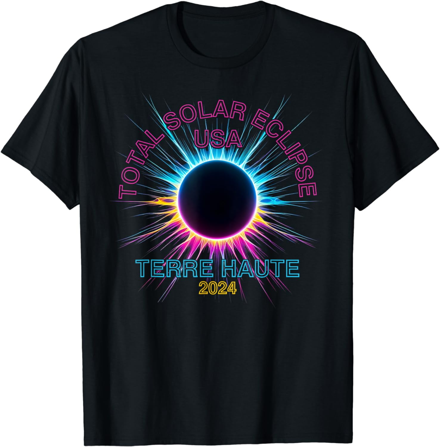 Total Solar Eclipse Terre Haute For Women Men 2024 Souvenir Cotton T