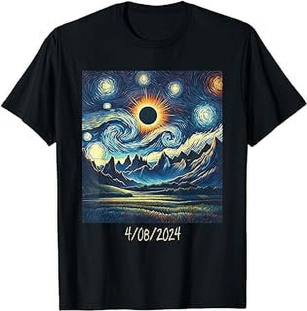 Total Solar Eclipse Van 2024 Gogh April 8 Night Starry 2024 T-shirt 