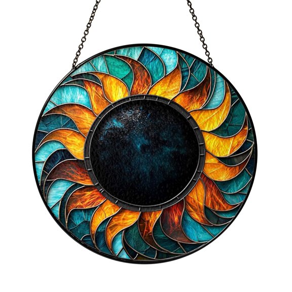 Total Solar Eclipse Window Decor Hanging, Cosmic Sky Illustration, Science Inspired Display