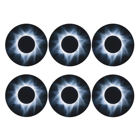Total-Solar-Eclipses Set of 6 Faux Leather 4 Inch Coasters Drinks Tabletop Home Dinning Round Shape