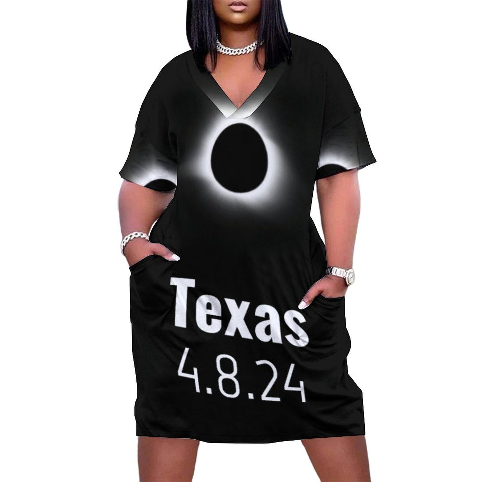 Vestido Largo De Otoño De Talla Grande Para Mujer, Cuello En V Profundo, Manga 3/4, Longitud Al Tobillo, Vestido Largo Fluido, Vestido De Cóctel Para Vacaciones, Mariposa