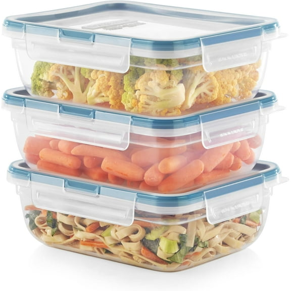 Total Solution (Pack of 2) Plastic Food Storage Containers Set, Leakproof & Airtight Locking Lids Round Tupperware, Non-Toxic BPA-Free Lids, Microwave Dishwasher Freezer Safe