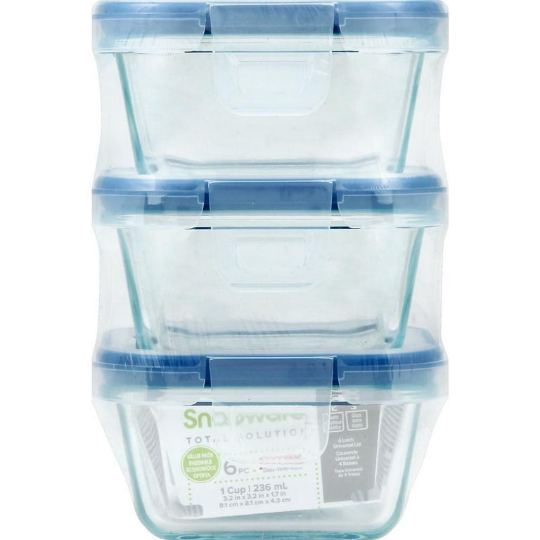 Pyrex Snapware 1-Cup Total Solution Square Food Storage Glass Set of 3
