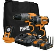 Total Tools Power Tool Combo Cordless Hammer Drill, Impact Driver & LED Light Combo Kit with 2 Ah Lithium-Ion Batteries, Charger & Bag