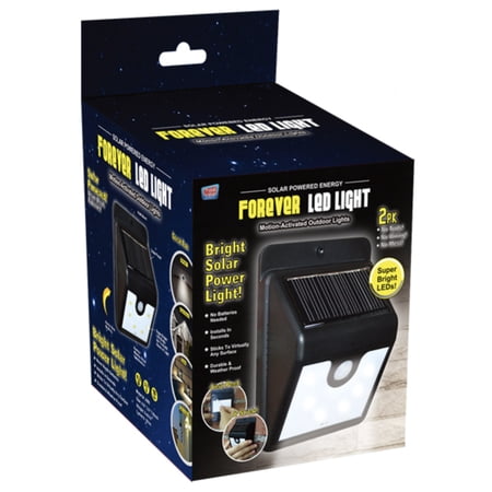 Total Value - Forever LED Light Down Beam Solar Power Motion Activated Outdoor Yard - Black Two Pack