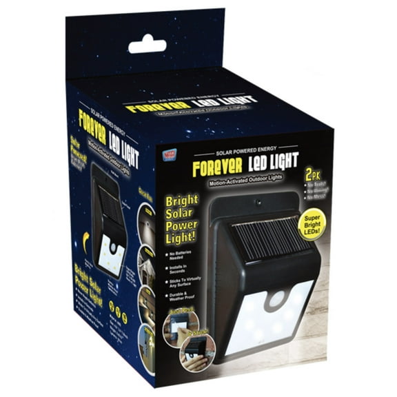 Total Value - Forever LED Light Down Beam Solar Power Motion Activated Outdoor Yard - Black Two Pack