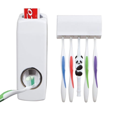Quick Paste - Hands-Free Toothpaste Dispenser with Hold 5 Toothbrushes Wall Mounted