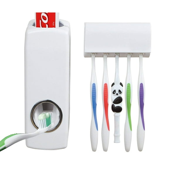 Quick Paste - Hands-Free Toothpaste Dispenser with Hold 5 Toothbrushes Wall Mounted