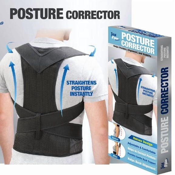 Total Vision Products Adjustable Posture Corrector Shoulder Support Back Pain Brace Band Belt