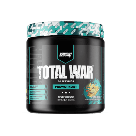 REDCON1 Total War Pre Workout Powder, Baja Bomb - Beta Alanine + Citrulline Malate Keto Friendly Preworkout for Men & Women with 320mg of Caffeine - Fast Acting (30 Servings)