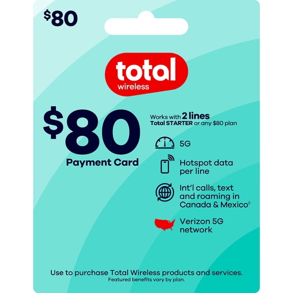 Total Wireless $80 Payment Card e-PIN Top Up (Email Delivery)