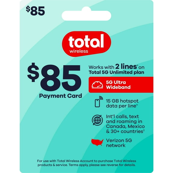 Total Wireless $85 Payment Card e-PIN Top Up (Email Delivery)