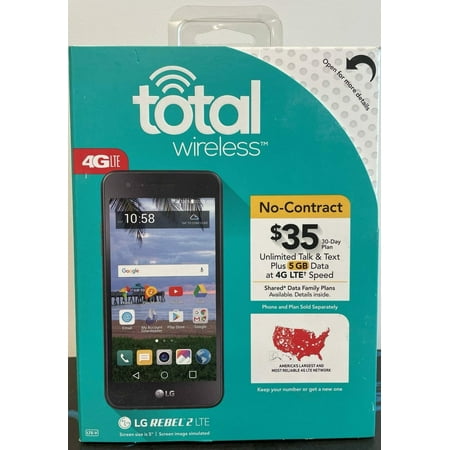 Total Wireless Prepaid LG Rebel 2 4G LTE 8GB Black Smartphone