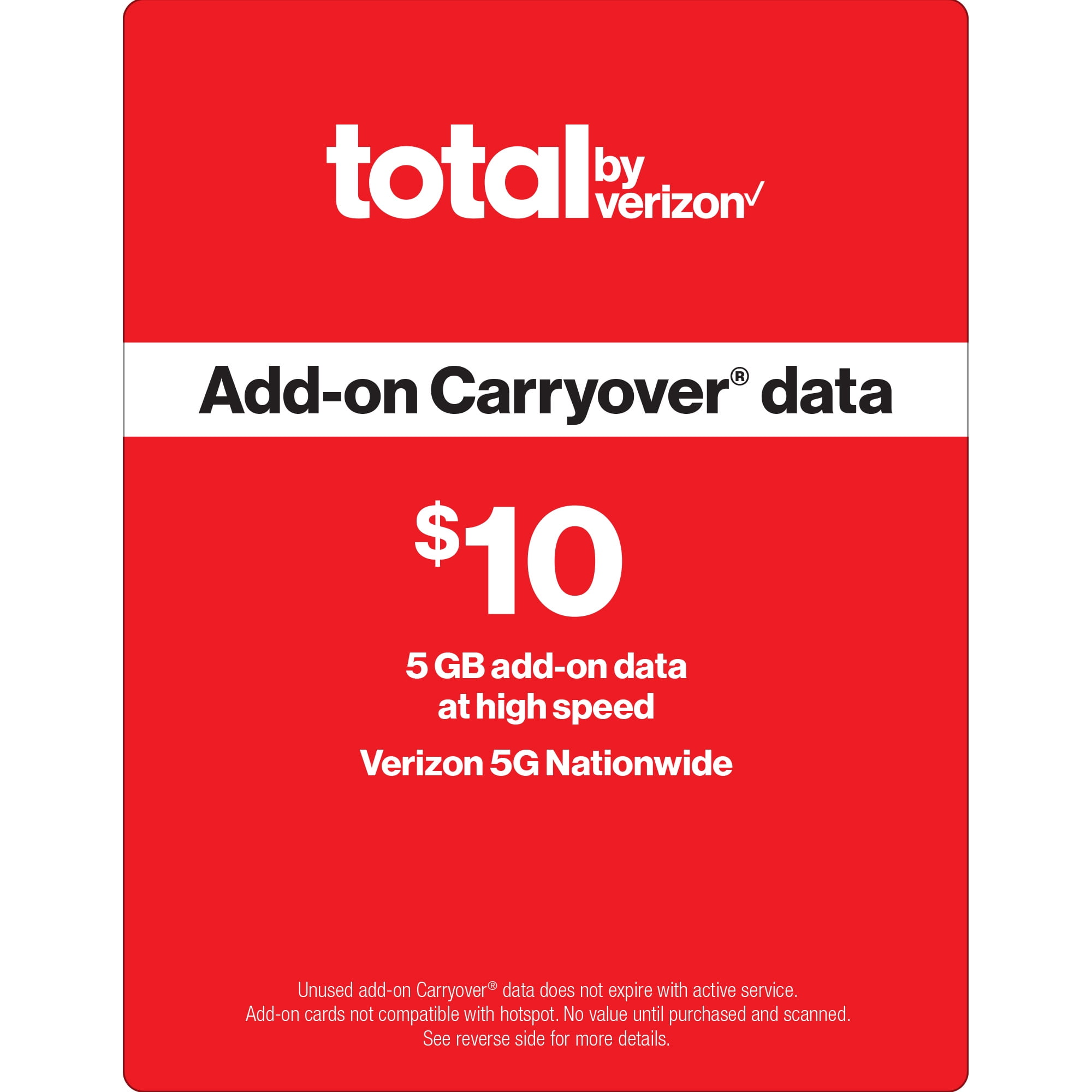 Total By Verizon Formerly Total Wireless 10 Add On Carryover 5gb