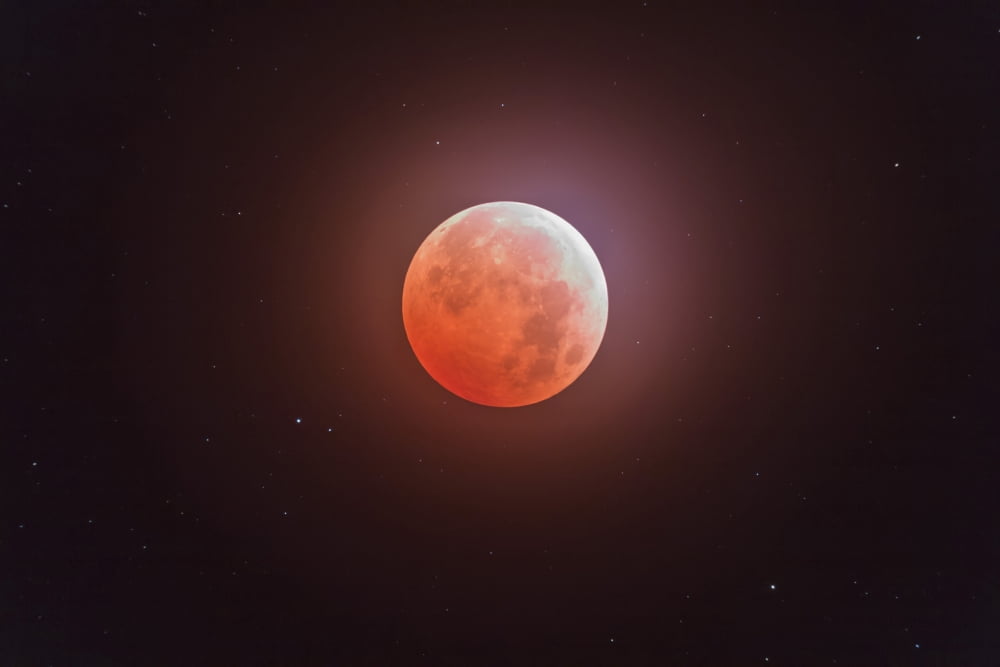 Total eclipse of the moon Canvas Art - Alan DyerStocktrek Images (35 x 23)